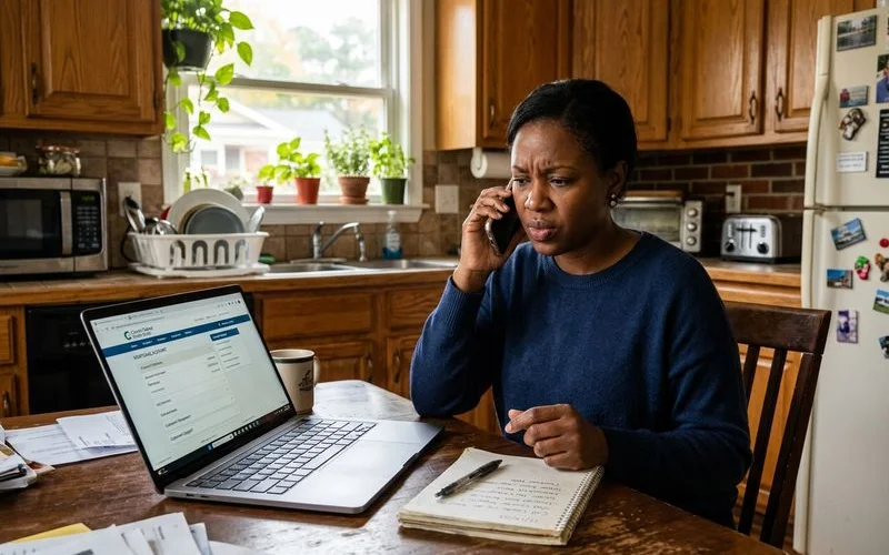 Raleigh NC homeowner calling their mortgage lender to discuss hardship options