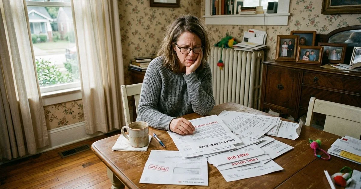 Raleigh NC homeowner reviewing mortgage statements and exploring options to get back on track financially