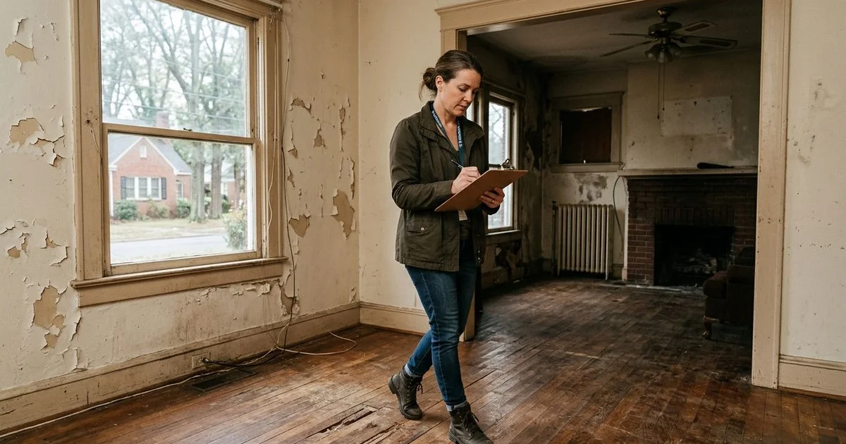 Calculator and home valuation documents showing how cash home buyers determine offer prices in NC