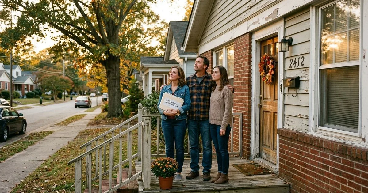 Family home in North Carolina with estate documents representing the process of selling an inherited property