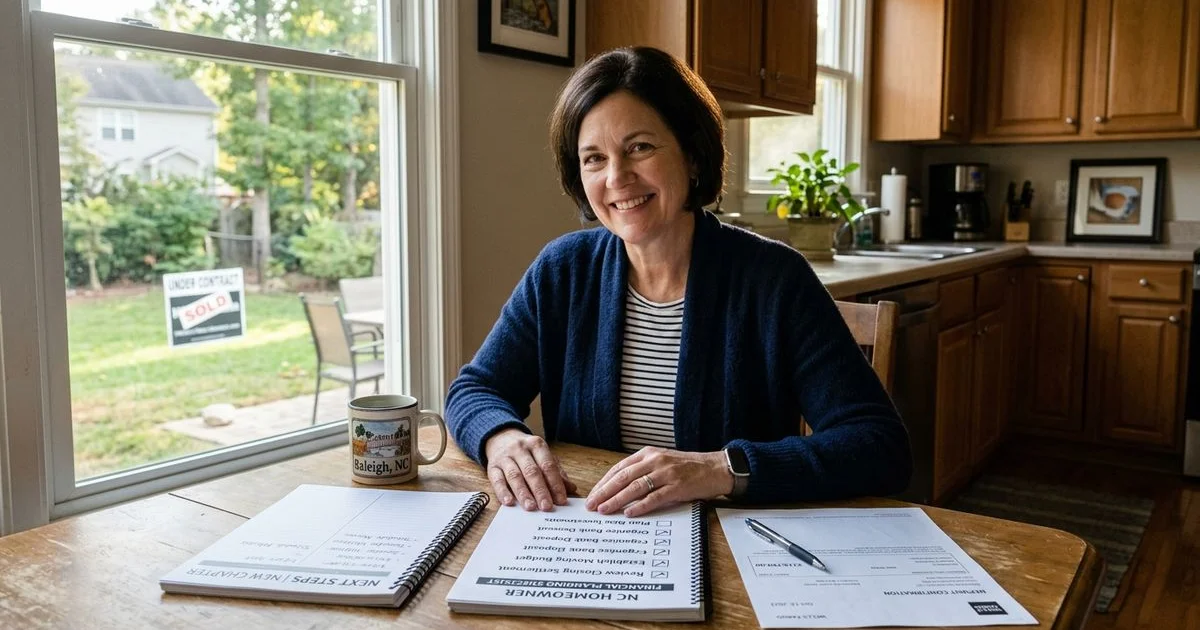 Homeowner reviewing a financial checklist and planning next steps after selling their house for cash