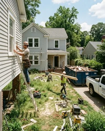 In-house construction team renovating a Durham NC home