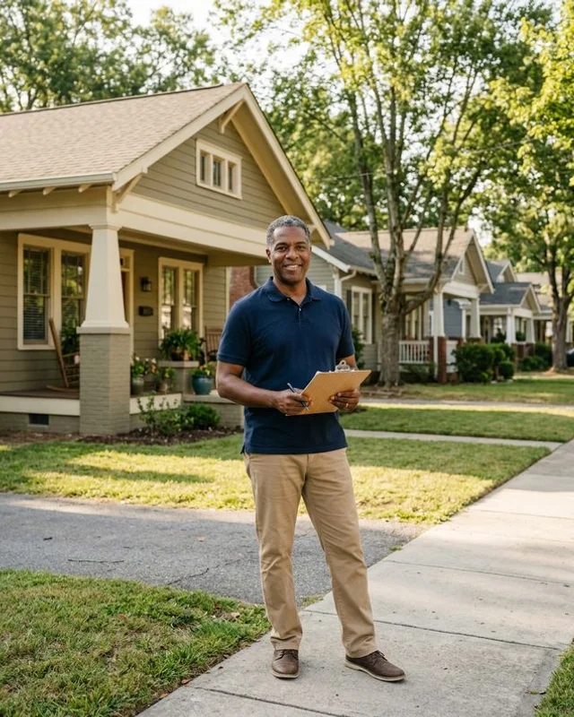 Jay, founder of NC Cash Home Buyers, standing in front of a recently renovated home in Durham