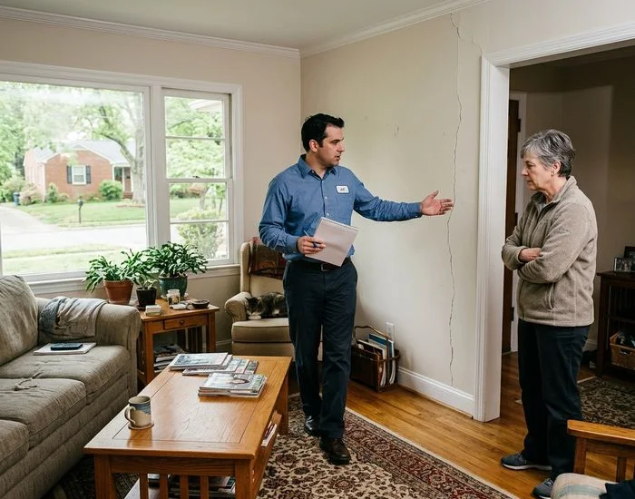 Jay from NC Cash Home Buyers conducting a friendly, no-pressure property walkthrough in Durham