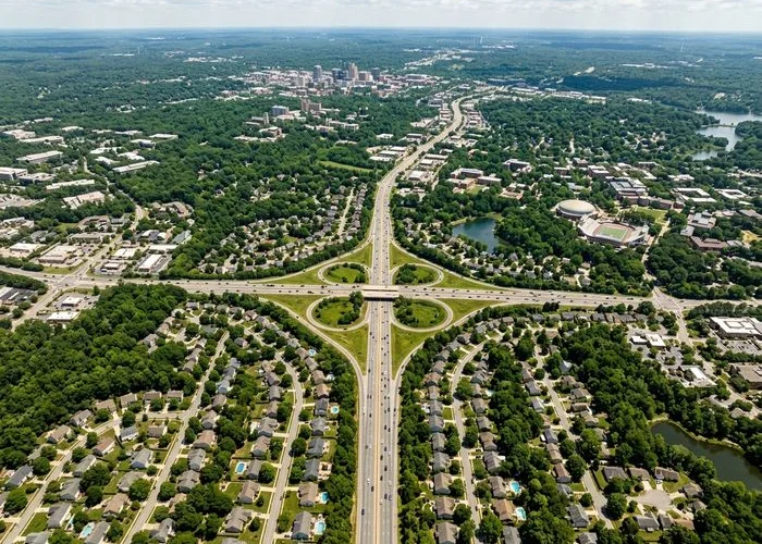 Map showing NC Cash Home Buyers service areas across the North Carolina Research Triangle